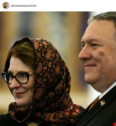 واکنش بازیگر طنز به روسری طرح ایرانی همسر پمپئو/عکس